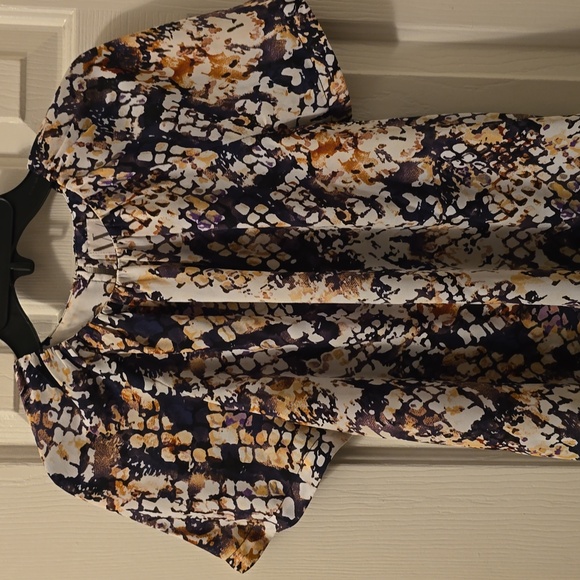 WORTHINGTON WOMEN'S PURPLE & WHITE SHORT SLEEVE BLOUSE SIZE XS - Picture 1 of 16